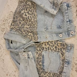 Vici Denim Leopard Jacket